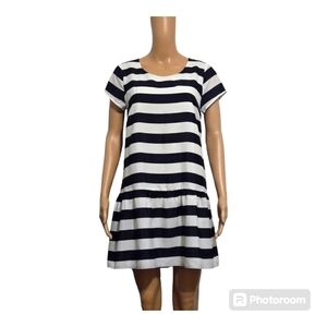 PIM & Larkin Drop Waist Black and White Striped Mini Dress